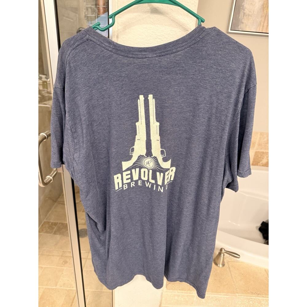 Revolver Brewing Beer T Shirt 2XL Blue Graphic Tee Texas Brewery Double Sided
